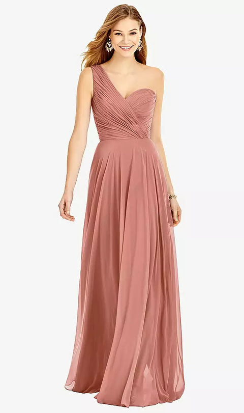 Thread Bridesmaid Th025 One-shoulder Draped Chiffon Maxi Dress - Dani