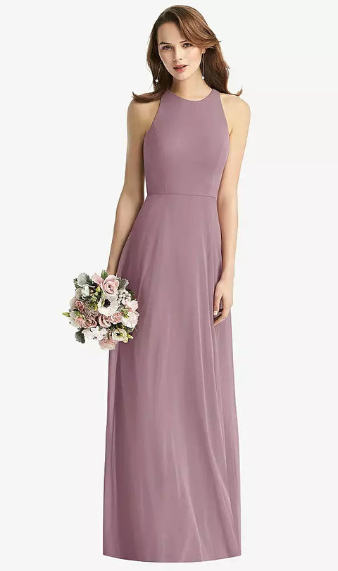 Thread Bridesmaid Th011 Sleeveless Halter Chiffon Maxi Dress