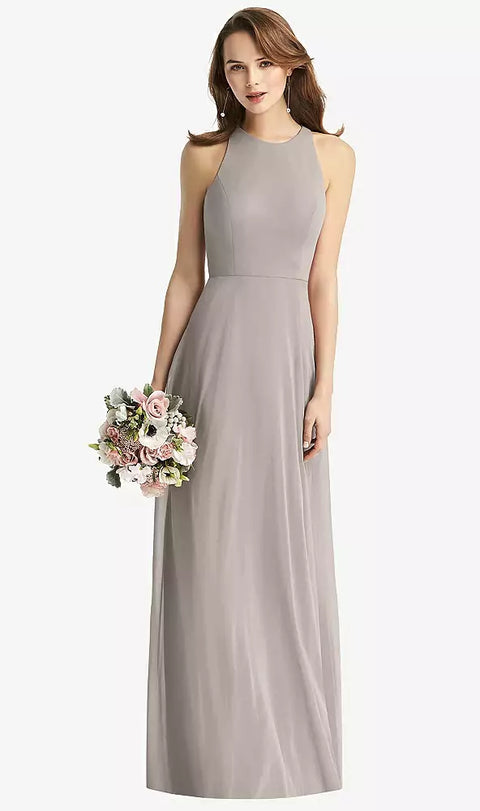 Thread Bridesmaid Th011 Sleeveless Halter Chiffon Maxi Dress