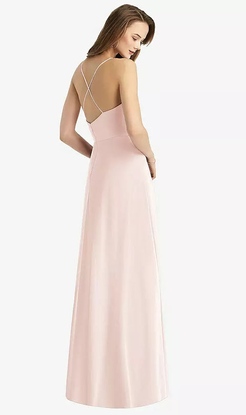 Thread Bridesmaid Th015 Cowl Neck Criss Cross Back Maxi Dress