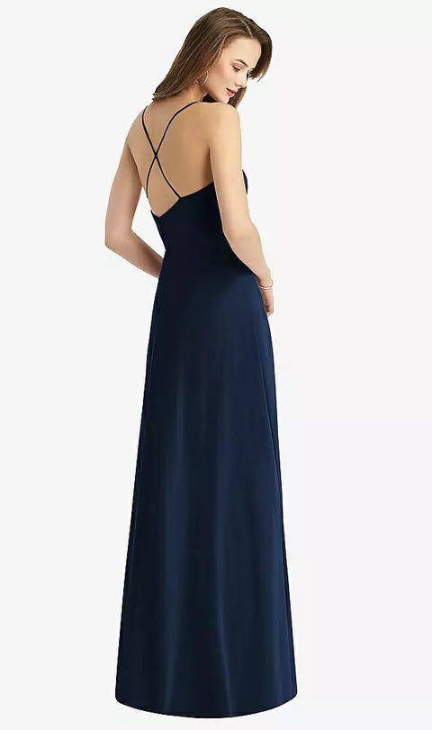 Thread Bridesmaid Th015 Cowl Neck Criss Cross Back Maxi Dress