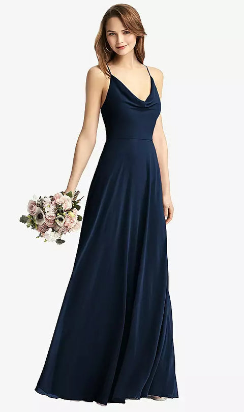 Thread Bridesmaid Th015 Cowl Neck Criss Cross Back Maxi Dress