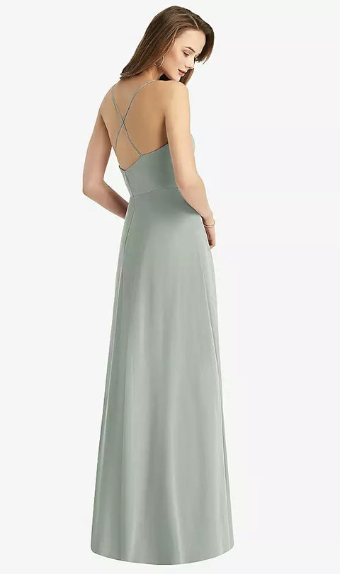 Thread Bridesmaid Th015 Cowl Neck Criss Cross Back Maxi Dress