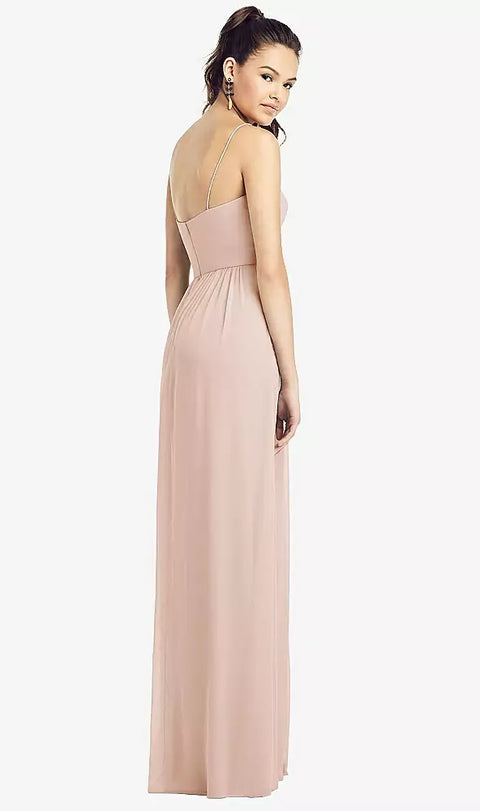 Thread Bridesmaid Th017 Slim Spaghetti Strap Chiffon Dress With Front Slit