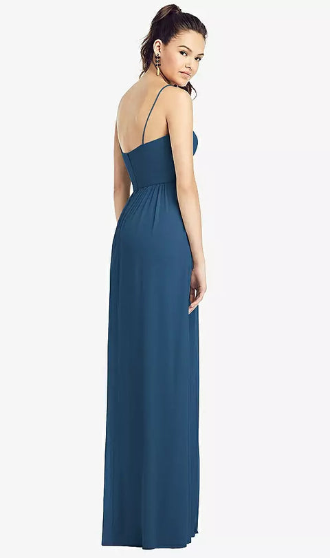 Thread Bridesmaid Th017 Slim Spaghetti Strap Chiffon Dress With Front Slit