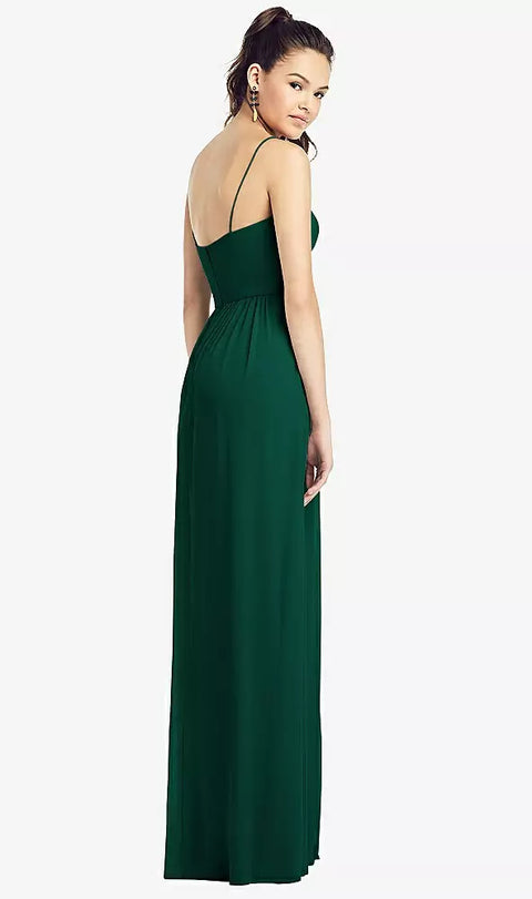 Thread Bridesmaid Th017 Slim Spaghetti Strap Chiffon Dress With Front Slit