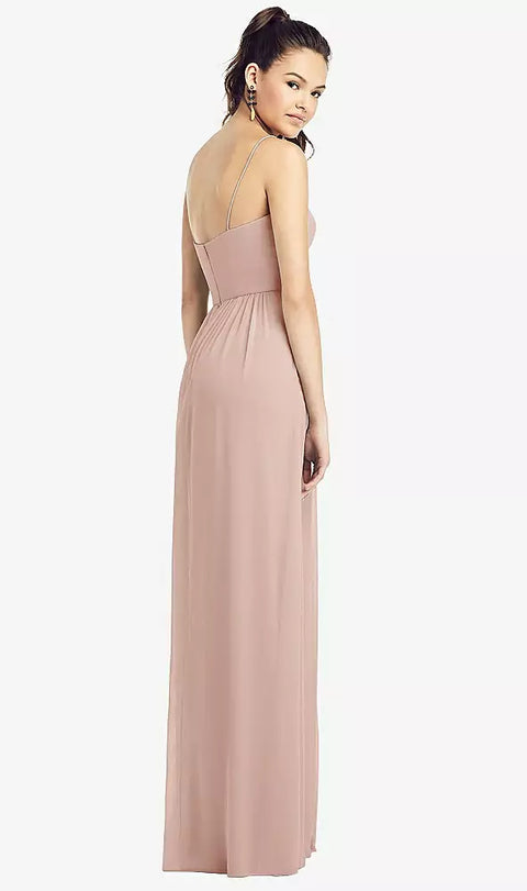 Thread Bridesmaid Th017 Slim Spaghetti Strap Chiffon Dress With Front Slit