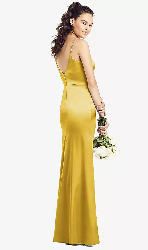 Thread Bridesmaid Th021 Slim Spaghetti Strap V-back Trumpet Gown