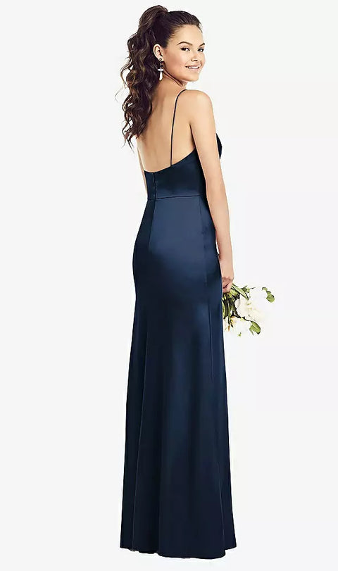 Thread Bridesmaid Th022 Slim Spaghetti Strap Wrap Bodice Trumpet Gown