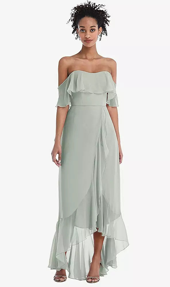 Thread Bridesmaid Th039 Off-the-shoulder Ruffled High Low Maxi Dress – YDG