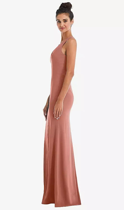 Thread Bridesmaid Th050 Criss-cross Cutout Back Maxi Dress With Front Slit