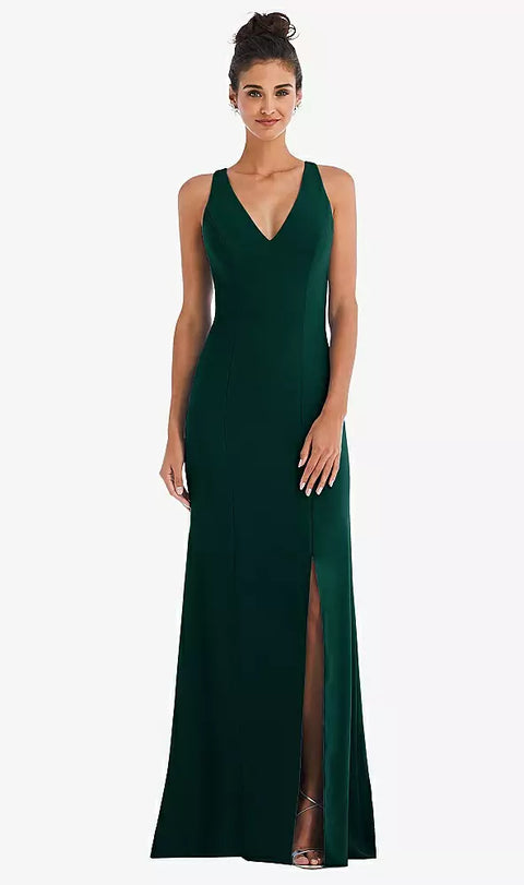 Thread Bridesmaid Th050 Criss-cross Cutout Back Maxi Dress With Front Slit