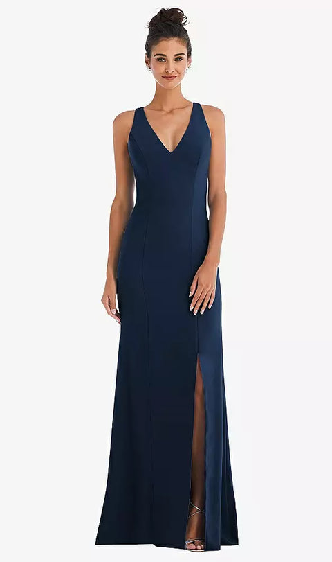 Thread Bridesmaid Th050 Criss-cross Cutout Back Maxi Dress With Front Slit