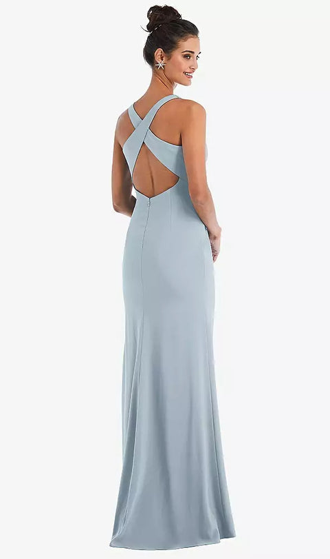 Thread Bridesmaid Th050 Criss-cross Cutout Back Maxi Dress With Front Slit