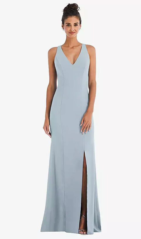 Thread Bridesmaid Th050 Criss-cross Cutout Back Maxi Dress With Front Slit