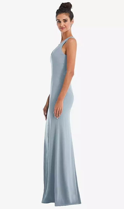 Thread Bridesmaid Th050 Criss-cross Cutout Back Maxi Dress With Front Slit
