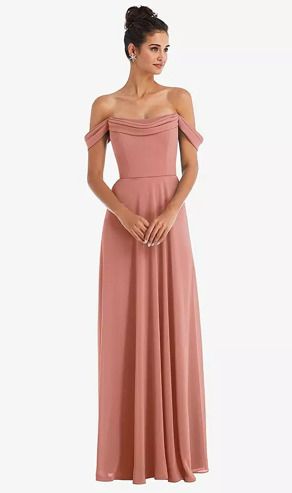 Thread Bridesmaid Th065 Off-the-shoulder Draped Neckline Maxi Dress – YDG