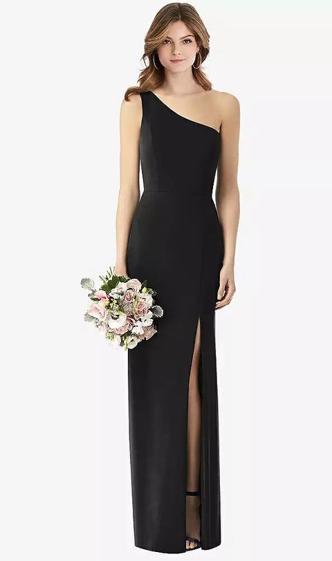 Thread Bridesmaid Th087 One-shoulder Crepe Trumpet Gown With Front Slit
