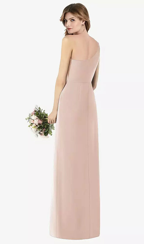 Thread Bridesmaid Th087 One-shoulder Crepe Trumpet Gown With Front Slit