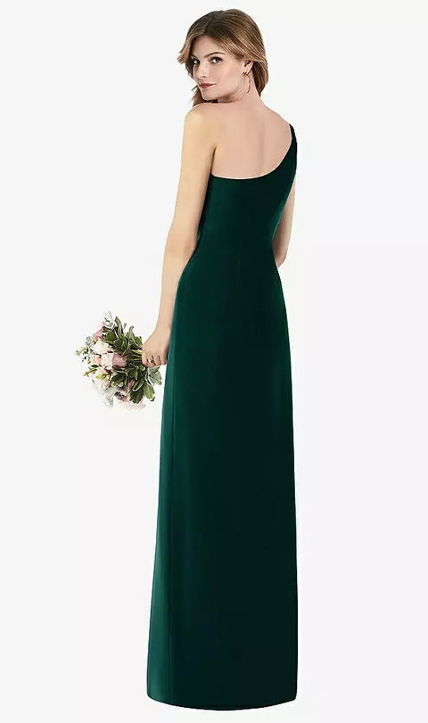 Thread Bridesmaid Th087 One-shoulder Crepe Trumpet Gown With Front Slit