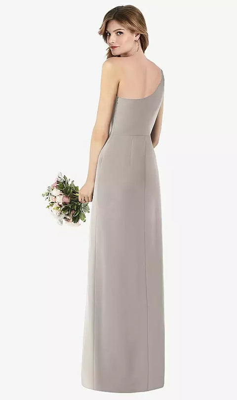 Thread Bridesmaid Th087 One-shoulder Crepe Trumpet Gown With Front Slit