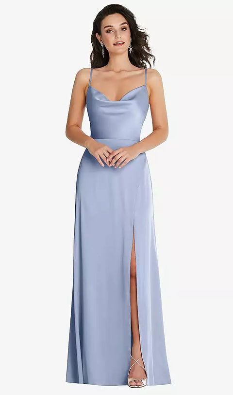 Thread Bridesmaid Th098 Cowl-neck A-line Maxi Dress With Adjustable Straps