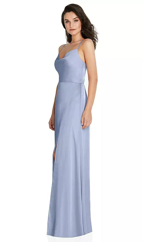 Thread Bridesmaid Th098 Cowl-neck A-line Maxi Dress With Adjustable Straps