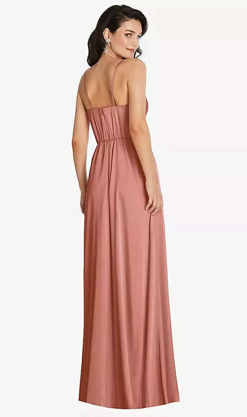 Thread Bridesmaid Th098 Cowl-neck A-line Maxi Dress With Adjustable Straps