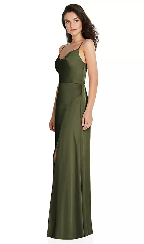 Thread Bridesmaid Th098 Cowl-neck A-line Maxi Dress With Adjustable Straps