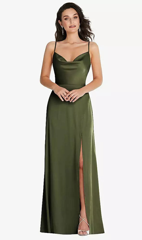 Thread Bridesmaid Th098 Cowl-neck A-line Maxi Dress With Adjustable Straps