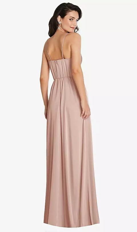 Thread Bridesmaid Th098 Cowl-neck A-line Maxi Dress With Adjustable Straps