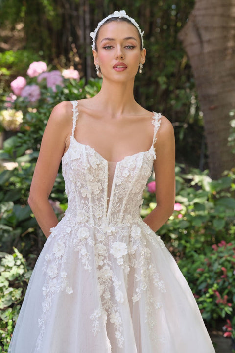 Andrea & Leo - WL063 Floral Plunging Neckline Gown