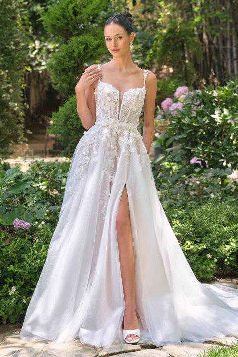 Andrea & Leo - WL063 Floral Plunging Neckline Gown