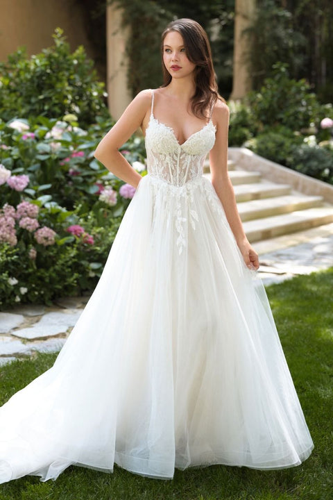 Andrea & Leo - WL087 Floral Plunging Neckline Gown